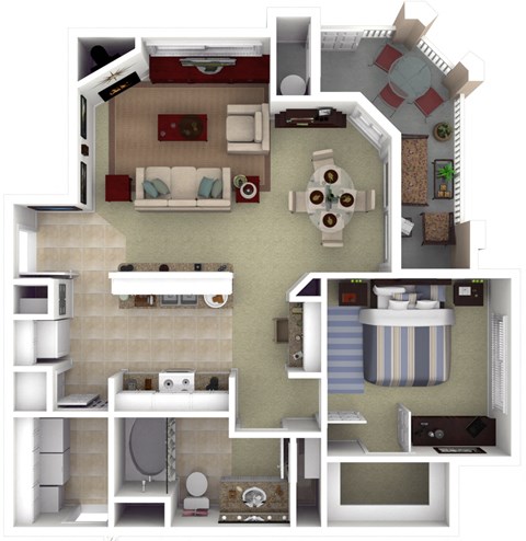 Floor plan for 1 bed, 1 bath, 850 sqft